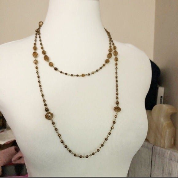 Layered Beaded Fashion Necklace Gold Bronze - Picture 1 of 6